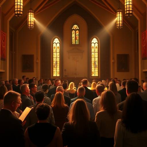 A gospel choir singing in a church